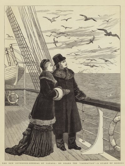 Den nye generalguvernøren i Canada, om bord på Sarmatian, en æresvakt av John Charles Dollman