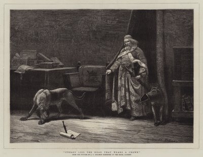 Urolig ligger hodet som bærer en krone av John Charles Dollman