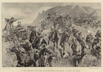 En Hot Chase, britisk kavaleri kjører tilbake en Boer Outpost av John Charlton
