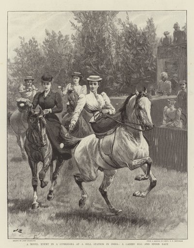 En ny begivenhet i en Gymkhana på en Hill Station i India, et Ladies' Egg and Spoon Race av John Charlton
