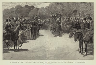 Et møte med Four-in-Hand Club i Hyde Park, trenerne forlater magasinet til Hurlingham av John Charlton