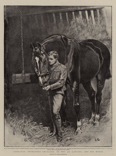 Kamerater, trompetist Shurlock, fra 5. Lancers, og hans hest av John Charlton