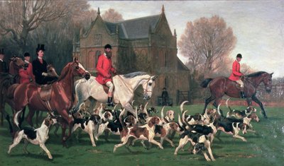Grevinne Spencer på jegeren Goldfinch og John Poyntz, 5th Earl Spencer on Misrule, med Pytchley Hunt av John Charlton
