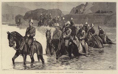 Den afghanske krigen, kavaleri som krysser en Ford av John Charlton