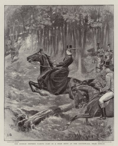 Den tyske keiserinnen deltar i en villsvinjakt ved Grunewald, nær Berlin av John Charlton