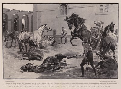 The Heroes of the Omdurman Charge, de 21. Lancers på vei til fronten av John Charlton