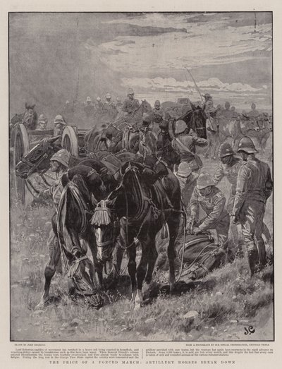 Prisen på en tvungen marsj, artillerihester bryter sammen av John Charlton