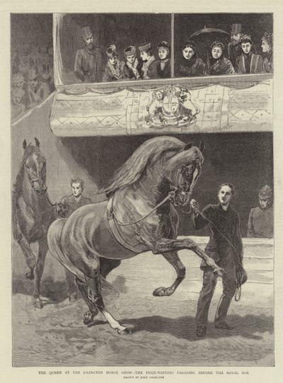 Dronningen på Islington Horse Show, prisvinnerne paraderer foran Royal Box av John Charlton