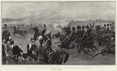 Gjennomgangen før sjahen i Woolwich, Royal Horse Artillery passerer i galopp av John Charlton