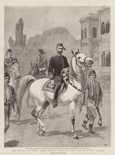 Sultanen hjemme, Abdul Hamid rir i parken ved Yildiz-palasset av John Charlton