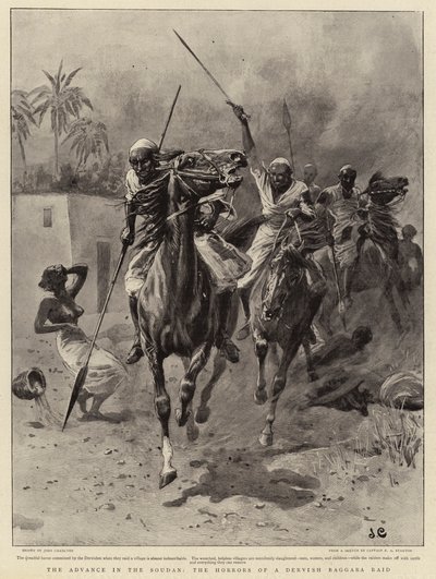 Fremskrittet i Soudan, grusomhetene til et Dervish Baggara-raid av John Charlton