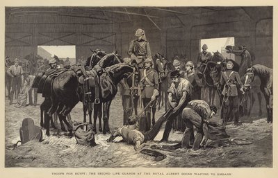 Tropper for Egypt, Second Life Guards ved Royal Albert Docks venter på å gå om bord av John Charlton