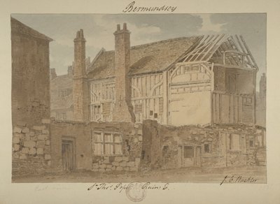 Østutsikt over ruinene av Bermondsey House, 1838 av John Chessell Buckler