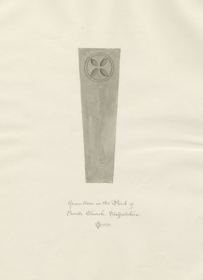 Enville kirke - Gravstein: sepia tegning av John Chessell Buckler