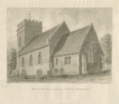 Fradswell Church: sepia-tegning av John Chessell Buckler