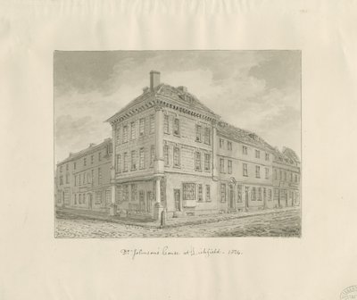 Lichfield - Dr. Johnsons fødested: sepia-tegning av John Chessell Buckler