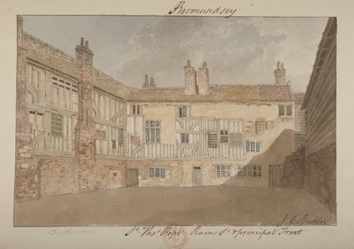 Sørutsikt over ruinene av Bermondsey House, 1827 av John Chessell Buckler