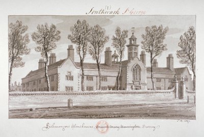 St Peter's Hospital, Southwark, London, 1827 av John Chessell Buckler