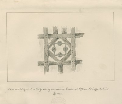 Stein - Ornamental Panel på et eldgammelt hus: sepia vask tegning av John Chessell Buckler