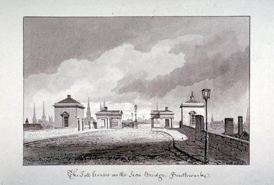 Bompengehus på Southwark Bridge, London, 1827. av John Chessell Buckler