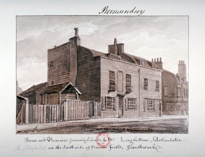 Utsikt over hus på sørsiden av Snowsfields, Bermondsey, London, 1828 av John Chessell Buckler