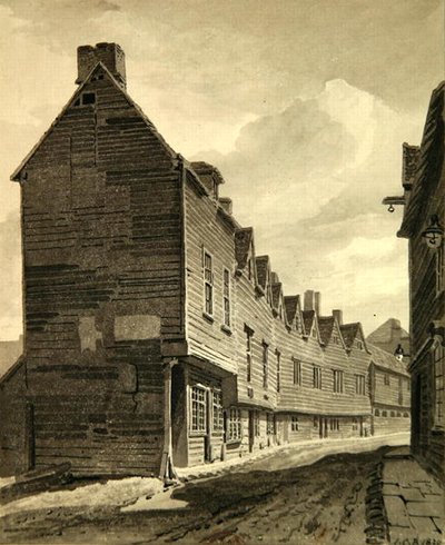 Utsikt over Folly ved Dockhead, Bermondsey av John Chessell Buckler