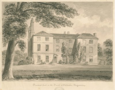 Wolstanton - Bradwell Hall: sepia-tegning av John Chessell Buckler