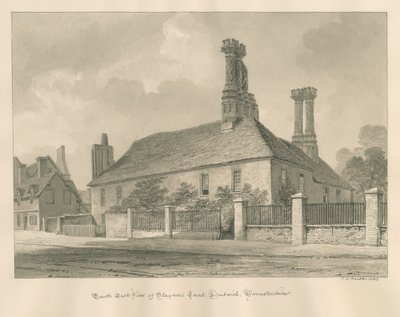 Worcestershire - Droitwich - Staynors Court: sepia-tegning, 1833 av John Chessell Buckler