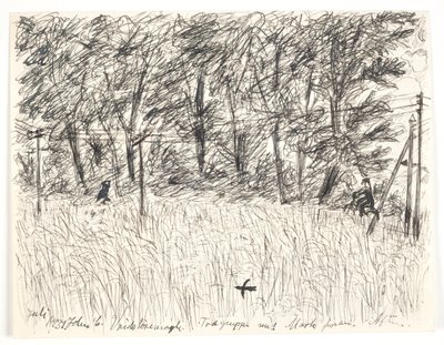 Vridsløsemagle. Tregruppe med felt foran. Kveld av John Christensen
