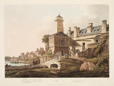 Paris, brannbil, illustrasjon fra Versailles, Paris og Saint Denis, pub. 1809 (akvatint) av John Claude Nattes