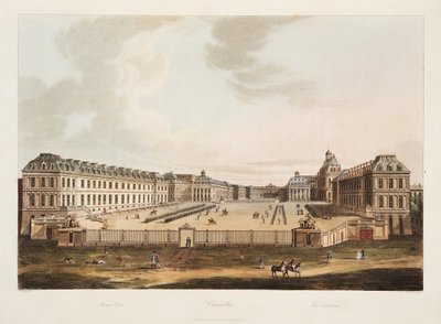 The Entrance, illustrasjon fra Versailles, Paris og Saint Denis, pub. 1805 (akvatint) av John Claude Nattes