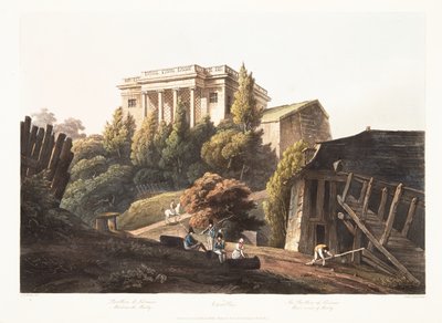 Versailles, The Pavilion of Lucienne, Waterworks of Marly, illustrasjon fra Versailles, Paris og Saint Denis, pub. 1806 (akvatint) av John Claude Nattes