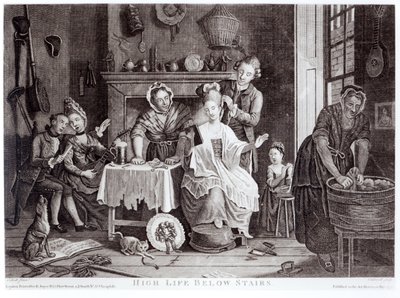 High Life Below Stairs, gravert av Caldwell, pub. i 1772 av John Collet