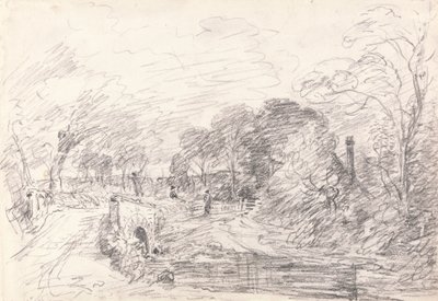 En bro nær Salisbury Court, kanskje Milford Bridge av John Constable