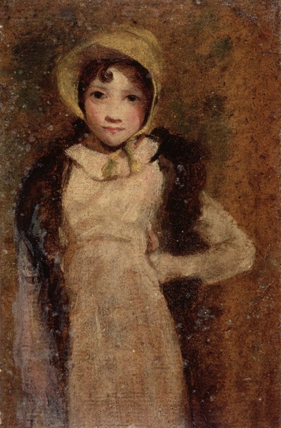En jente, antatt å være kunstnerens datter (olje på papir lagt om bord) av John Constable