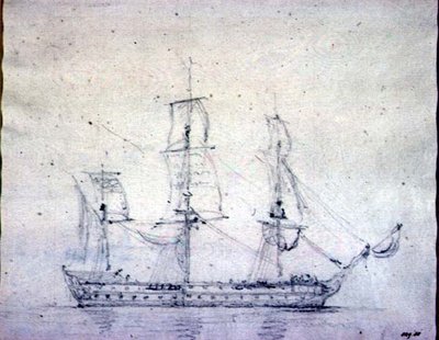 A Man-o-war (grafitt på papir) av John Constable