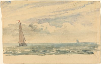 Et havlandskap med to seilbåter av John Constable