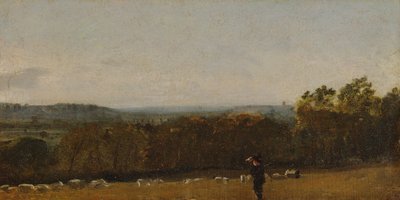 En hyrde i et landskap som ser over Dedham Vale mot Langham, ca. 1811. av John Constable