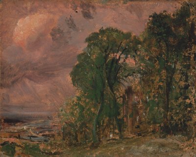 En utsikt ved Hampstead med stormfullt vær, ca. 1830. av John Constable