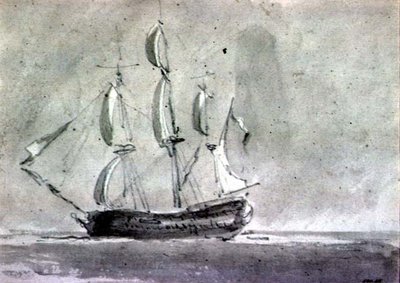 Et skip under seil av John Constable