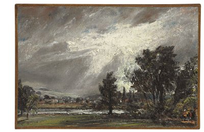 Utsikt over Salisbury (olje på papir lagt ned på lerret) av John Constable