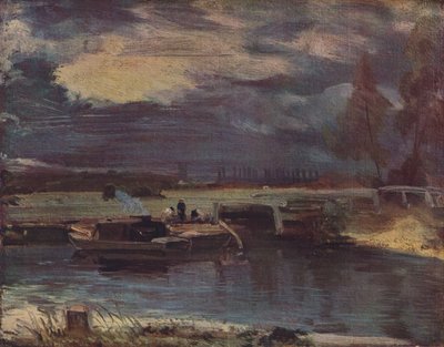 Lektere på Stour, med Dedham Church i det fjerne, c1811 av John Constable