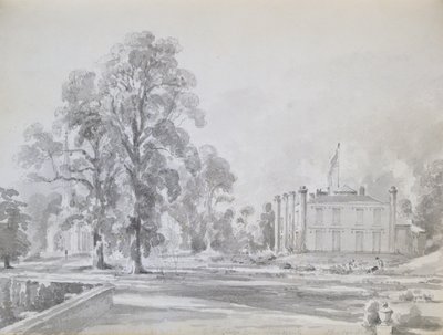 Coleorton Hall, Leicestershire, hjemmet til Sir George Beaumont (penn og vask) av John Constable