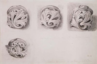 Corbels i Solihull Church, Warwickshire (tegning) av John Constable