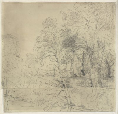 Cowdray Castle, sett mellom trærne av John Constable