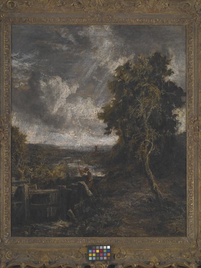 East Bergholt - Lock On Stour (olje på lerret) av John Constable