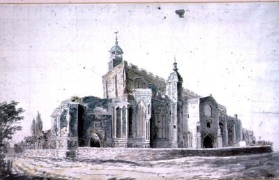 Østre Bergholt kirke: eksteriøret fra sør-vest (tegning) av John Constable
