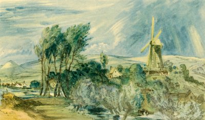 'Ford Road and Rope Walk Viser vindmøllen, nær Folkestone', 1947. av John Constable