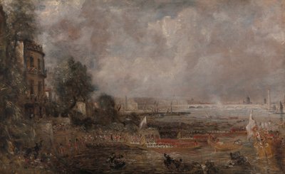 Skisse i halv størrelse for åpningen av Waterloo Bridge "Whitehall Stairs, 18. juni 1817", 1829 til 183 av John Constable