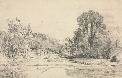 Landskap med trær rundt en dam av John Constable